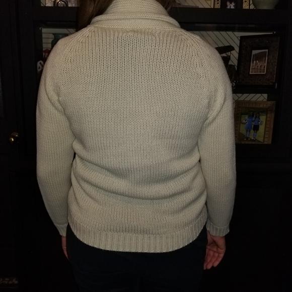Gimbels Vintage Knitted Button Cardigan Fits Like Medium Cream Collard Cute Soft - Picture 5 of 8